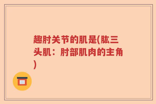 趣肘关节的肌是(肱三头肌:肘部肌肉的主角) 趣肘关节的肌是(肱三头肌:肘部肌肉的主角)