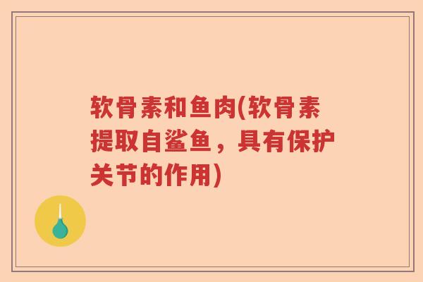 软骨素和鱼肉(软骨素提取自鲨鱼,具有保护关节的作用) 软骨素和鱼肉(软骨素提取自鲨鱼,具有保护关节的作用)