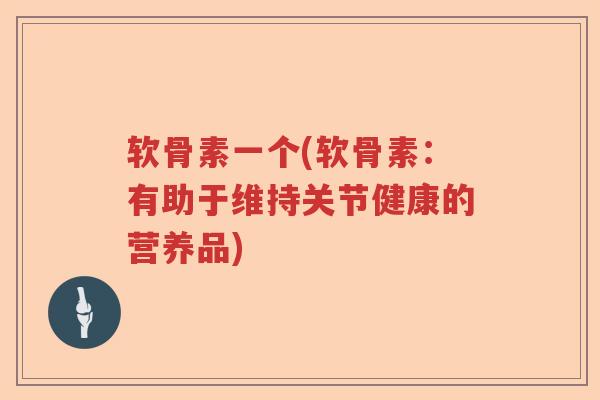软骨素一个(软骨素：有助于维持关节健康的营养品)