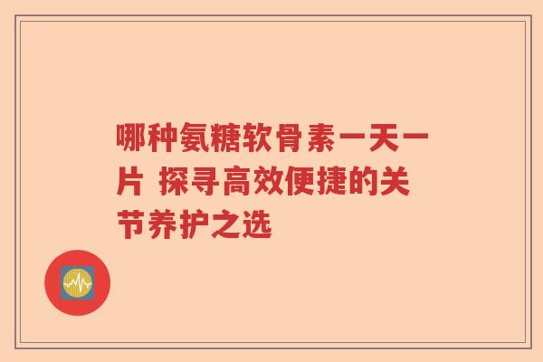 哪种氨糖软骨素一天一片 探寻高效便捷的关节养护之选 哪种氨糖软骨素一天一片 探寻高效便捷的关节养护之选