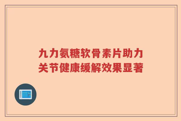 九力氨糖软骨素片助力关节健康缓解效果显著 九力氨糖软骨素片助力关节健康缓解效果显著