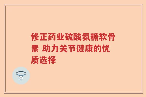 修正药业硫酸氨糖软骨素 助力关节健康的优质选择 修正药业硫酸氨糖软骨素 助力关节健康的优质选择