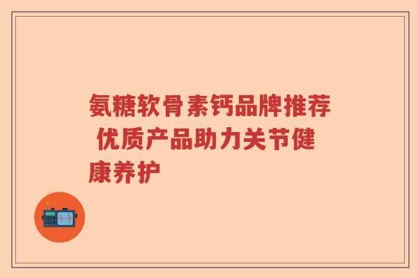 氨糖软骨素钙品牌推荐 优质产品助力关节健康养护