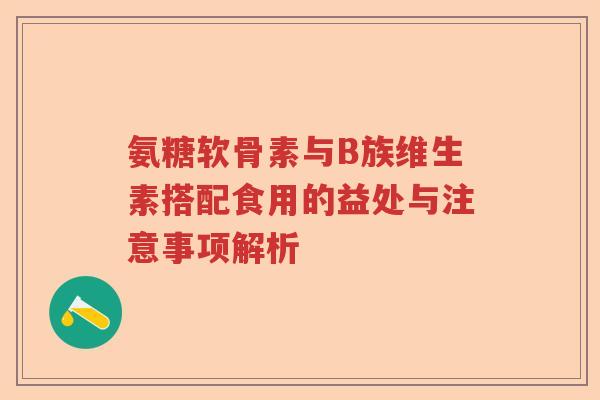 氨糖软骨素与B族维生素搭配食用的益处与注意事项解析