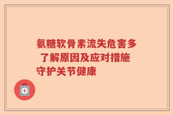 氨糖软骨素流失危害多 了解原因及应对措施守护关节健康
