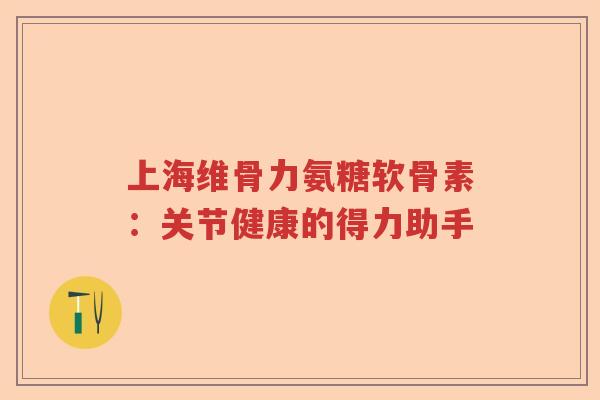 上海维骨力氨糖软骨素：关节健康的得力助手