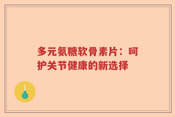多元氨糖软骨素片：呵护关节健康的新选择