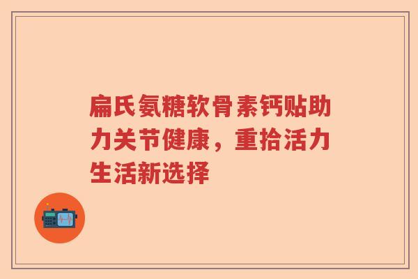 扁氏氨糖软骨素钙贴助力关节健康,重拾活力生活新选择 扁氏氨糖软骨素钙贴助力关节健康,重拾活力生活新选择