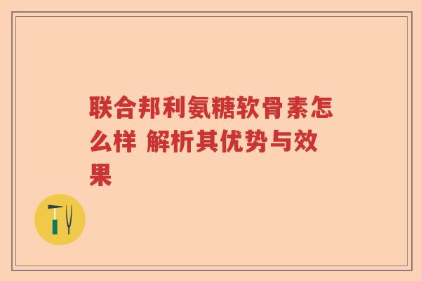 联合邦利氨糖软骨素怎么样 解析其优势与效果 联合邦利氨糖软骨素怎么样 解析其优势与效果