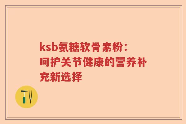 ksb氨糖软骨素粉:呵护关节健康的营养补充新选择 ksb氨糖软骨素粉:呵护关节健康的营养补充新选择