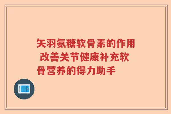 矢羽氨糖软骨素的作用 改善关节健康补充软骨营养的得力助手