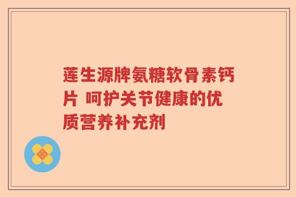 莲生源牌氨糖软骨素钙片 呵护关节健康的优质营养补充剂 莲生源牌氨糖软骨素钙片 呵护关节健康的优质营养补充剂
