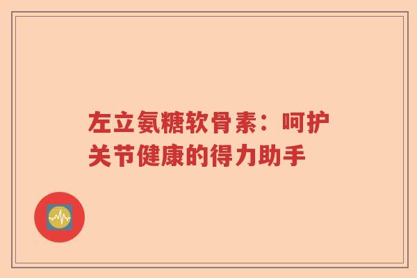 左立氨糖软骨素:呵护关节健康的得力助手 左立氨糖软骨素:呵护关节健康的得力助手