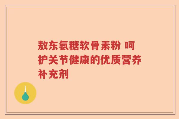 敖东氨糖软骨素粉 呵护关节健康的优质营养补充剂