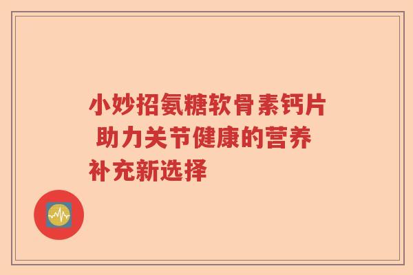 小妙招氨糖软骨素钙片 助力关节健康的营养补充新选择 小妙招氨糖软骨素钙片 助力关节健康的营养补充新选择
