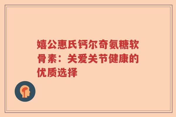 嬉公惠氏钙尔奇氨糖软骨素：关爱关节健康的优质选择
