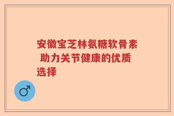 安徽宝芝林氨糖软骨素 助力关节健康的优质选择 安徽宝芝林氨糖软骨素 助力关节健康的优质选择