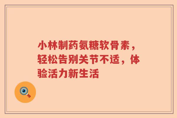 小林制药氨糖软骨素,轻松告别关节不适,体验活力新生活 小林制药氨糖软骨素,轻松告别关节不适,体验活力新生活