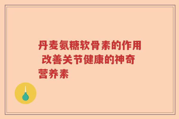 丹麦氨糖软骨素的作用 改善关节健康的神奇营养素