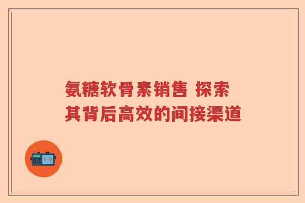 氨糖软骨素销售 探索其背后高效的间接渠道
