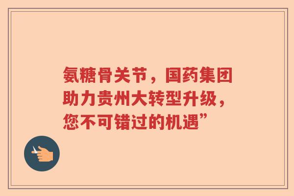 氨糖骨关节，国药集团助力贵州大转型升级，您不可错过的机遇”