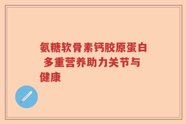 氨糖软骨素钙胶原蛋白 多重营养助力关节与健康