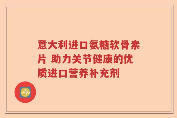 意大利进口氨糖软骨素片 助力关节健康的优质进口营养补充剂