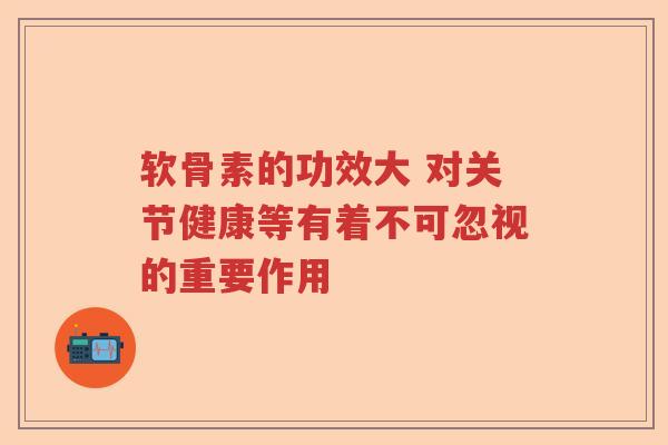 软骨素的功效大 对关节健康等有着不可忽视的重要作用