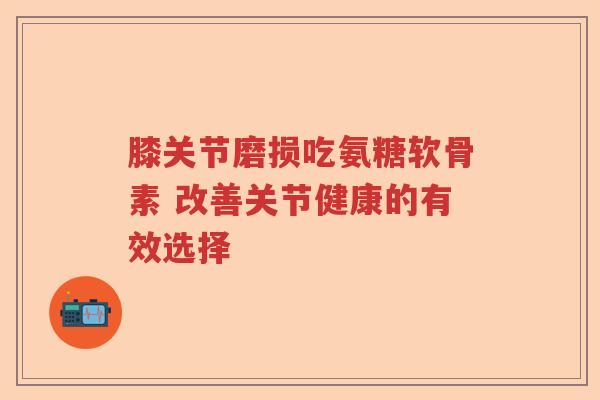 膝关节磨损吃氨糖软骨素 改善关节健康的有效选择